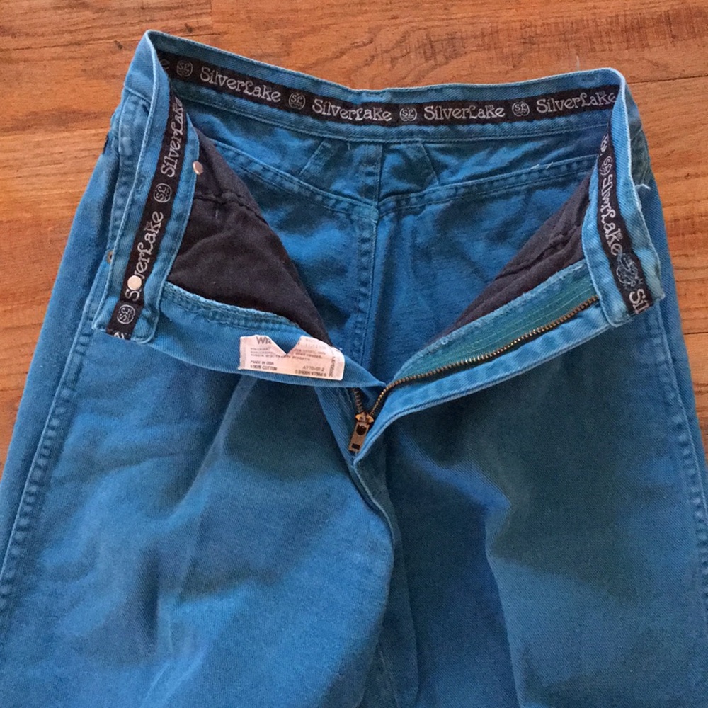 Wangler Silver Lake Turquoise high rise jeans.